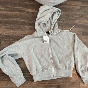 Forever 21 Hooded Cropped Zip Up